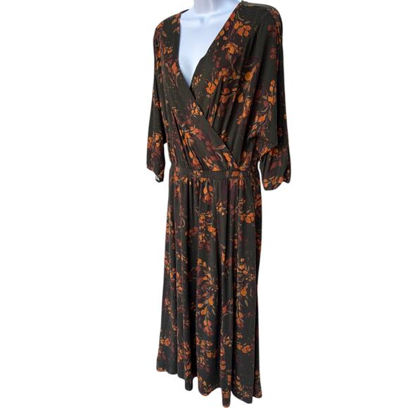 Garnet Hill Tencel Blend Stretchy Floral Surplice Top Wrap Style Dress size M - Picture 5 of 14